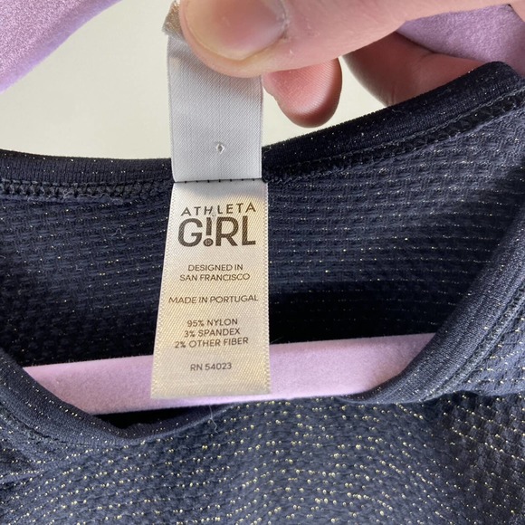 ATHLETA GIRL Black Gold Metallic Top XL 14 - Picture 4 of 5